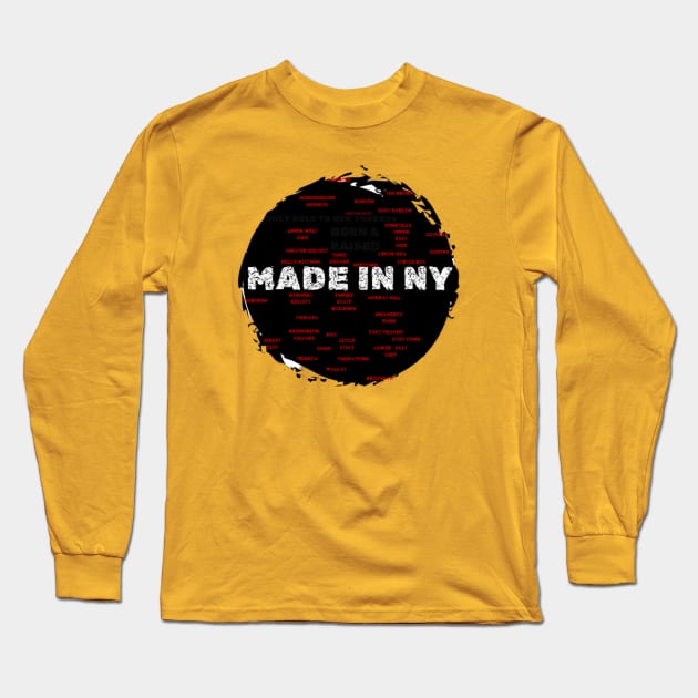 Made In NY Map Born & Raised By Abby Anime (c) Long Sleeve T-Shirt by Abby Anime